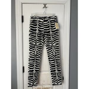 Michael Kors Zebra Print Cropped Jeans Black White 2 NWT